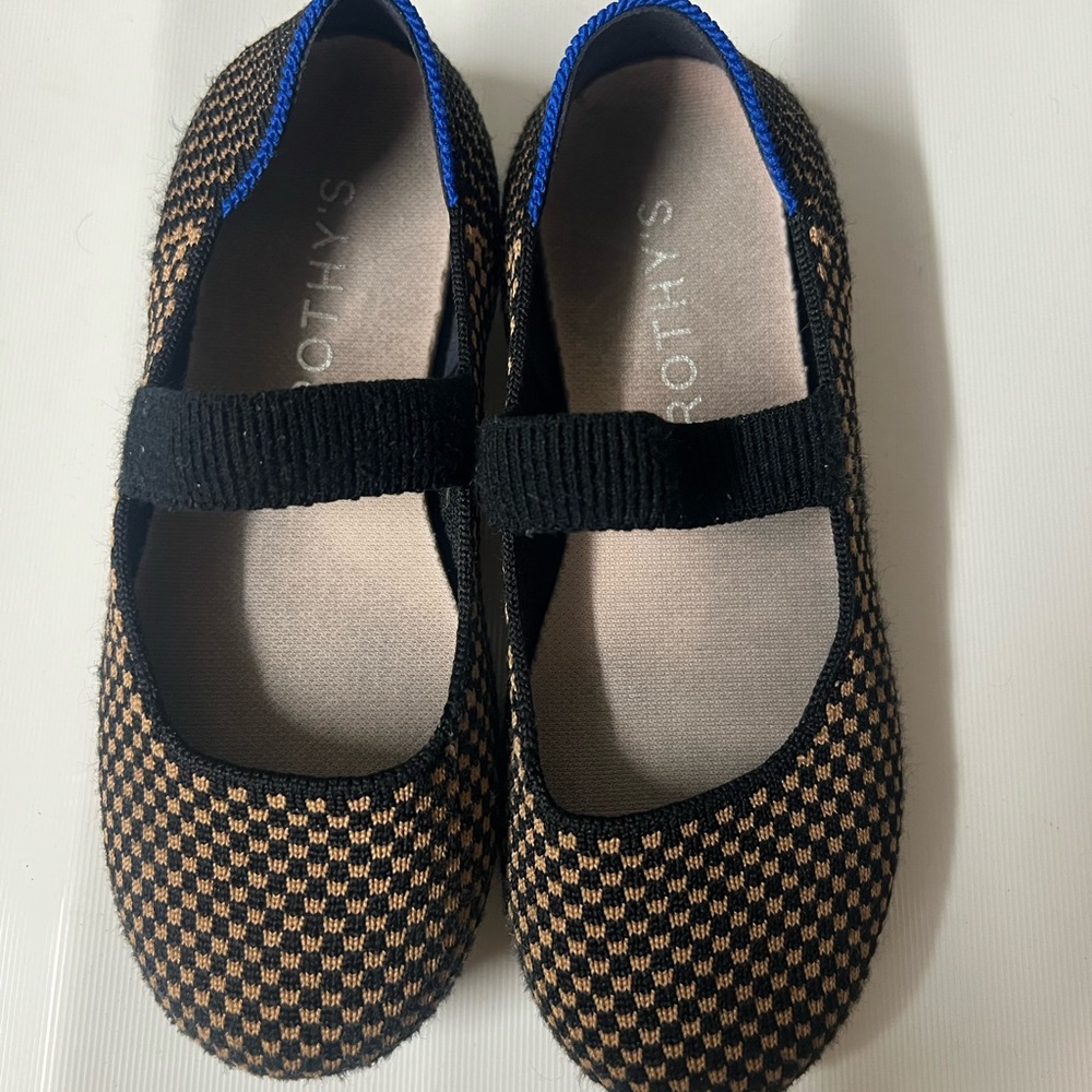 Rothy's Kids Mary Jane Shoes - Black and Brown Checkered